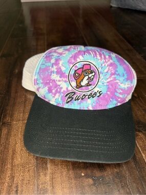 Buc-ee’s Tie Dye Trucker Hat Pink Purple Teal Snapback Mesh Cap Logo